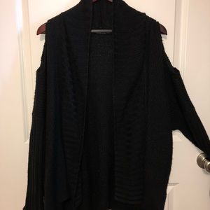 Black (Revealed Shoulder) Cardigan